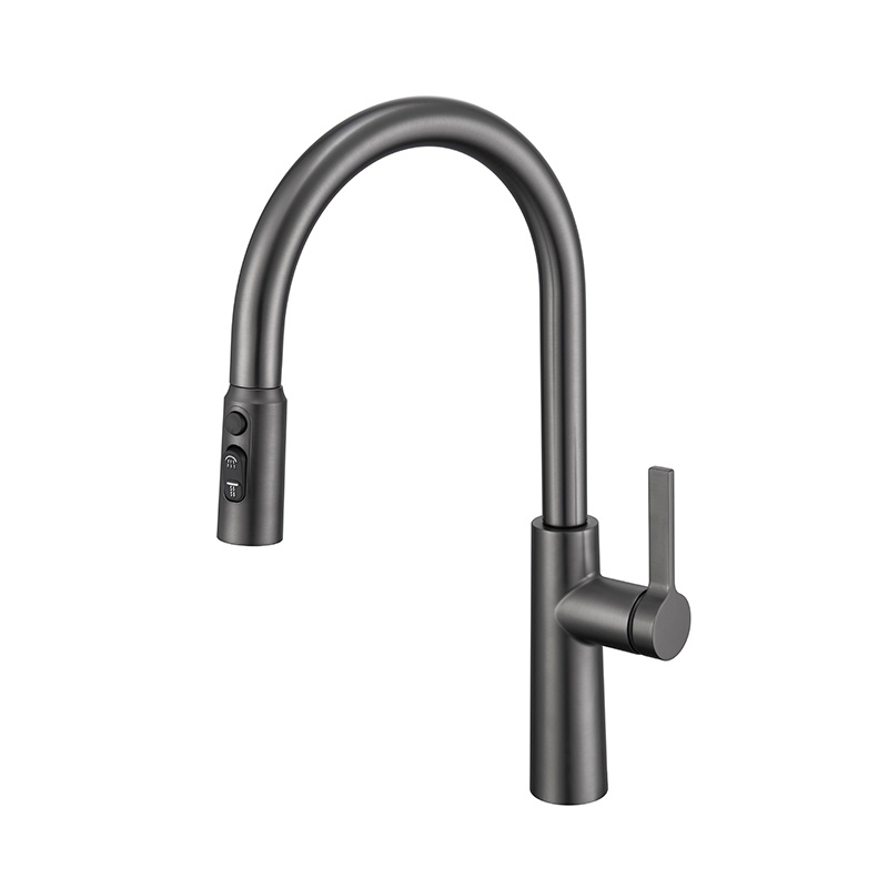 HYGESS Deck Mounted 3-Function Brass Pull Down Kitchen Mixer