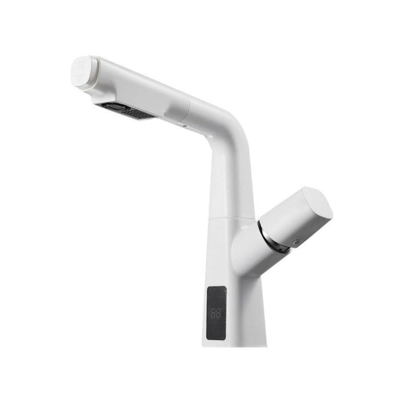 Dual Modes Digital Display Pull Out Bathroom Sink Faucet