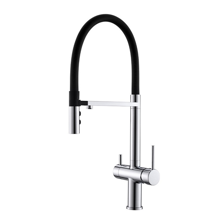 Brass Dual Handles 2-in-1 Water Filter Kitchen Sink Faucet