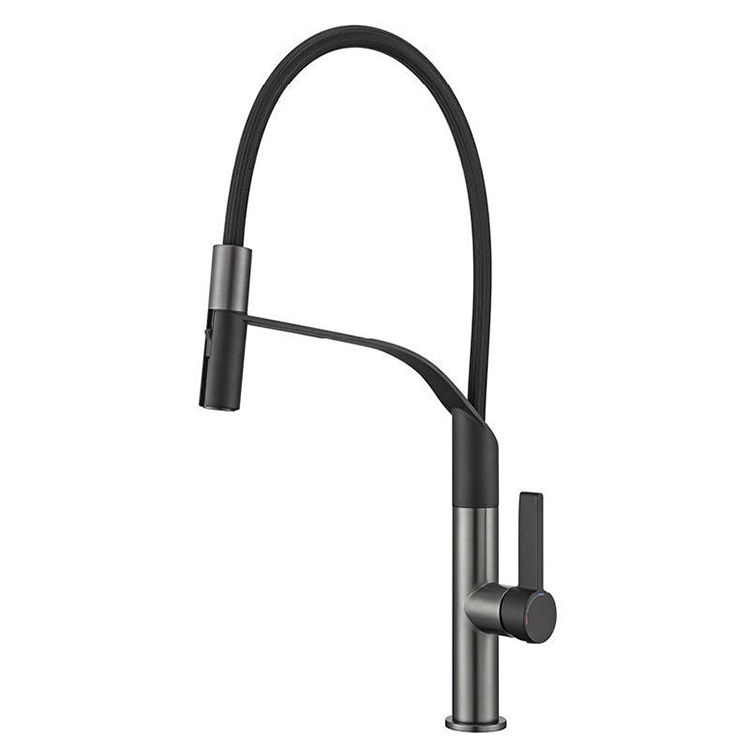 Brass Deck Mounted Single Hole Pull Down Kitchen Sink Mixer