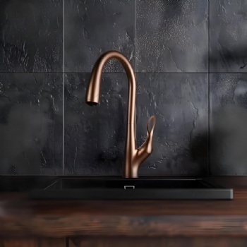 Chrome and Black Deck Mounted 360 Degree Swivel Pull Down Kitchen Faucet