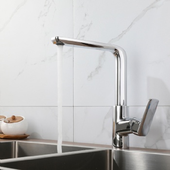 Deck Mounted Single Handle Brass Kitchen Faucet Hot and Cold Mixer