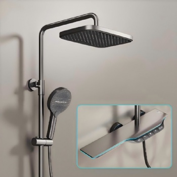 Gun Gray Piano Key Bathroom Digital Display Rain Shower System