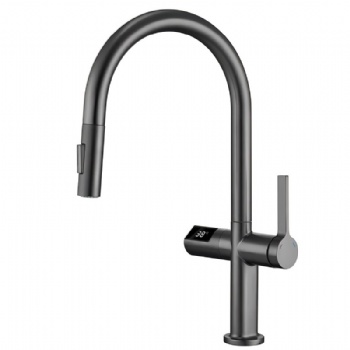 Brass Touchless Infrared Sensor Digital Kitchen Sink Faucets with Pull Down Sprayer