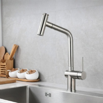 Pull Out Kitchen Faucet Single Lever Stainless Steel Tap for Sink