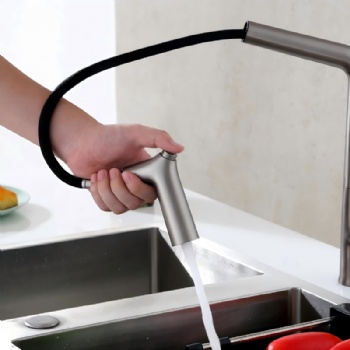 360 Rotation Brass Single Handle Pull Out Kitchen Faucet Water Mixer