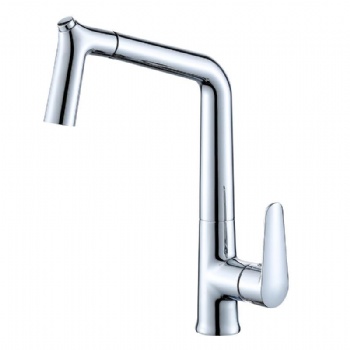 360 Rotation Brass Single Handle Pull Out Kitchen Faucet Water Mixer