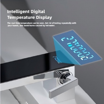 New Design Digital Display Waterfall Bathroom Brass Basin Faucets