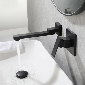 Matte Black Wall Mounted Basin Faucet Pivotal Tub Spout