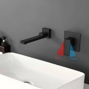 Matte Black Wall Mounted Basin Faucet Pivotal Tub Spout