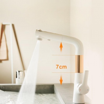 Three Spray Modes Pull Out Bathroom Sink Faucet Single Handle Liftable Basin Mixer