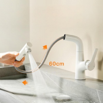 Three Spray Modes Pull Out Bathroom Sink Faucet Single Handle Liftable Basin Mixer