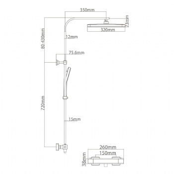 Contemporary Three Function Thermostatic Rainfall Shower Set