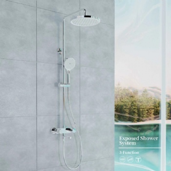 Three-Way Shower Faucet Set With Knob Diverter