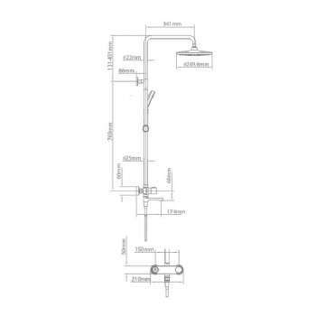 Three-Way Shower Faucet Set With Knob Diverter