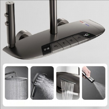 Digital Thermostatic Shower System With Handheld Shower and Bidet