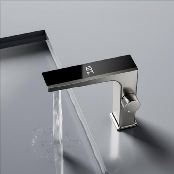 Intelligent LED Digital Display Bathroom Basin Faucet Brass Deck Mounted Washbasin Tap