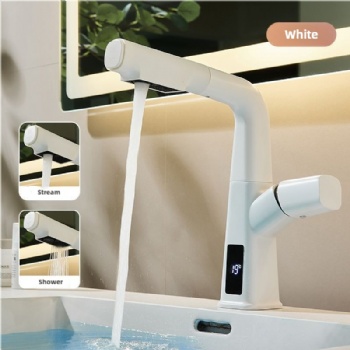 Dual Modes Digital Display Pull Out Bathroom Sink Faucet