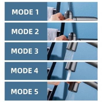 Five Function Solid Brass Pull Out Bathroom Faucet with Digital Display