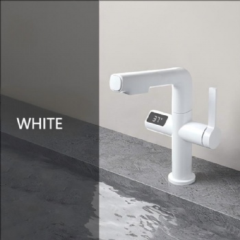Wholesale Pull Out Bathroom Basin Faucet with Temperature Display