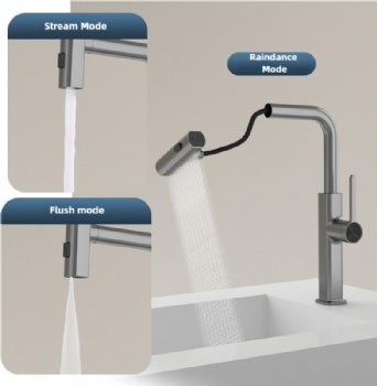 360 Degree Rotating Rainfall Pull Out Kitchen Faucet