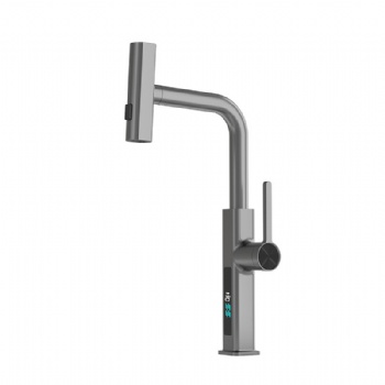 HYGESS Smart Digital Display Pull Out Three Spray Kitchen Faucet