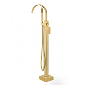 Brushed Gold Freestanding Tub Faucet with Hand Shower