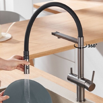 Brass Dual Handles 2-in-1 Water Filter Kitchen Sink Faucet