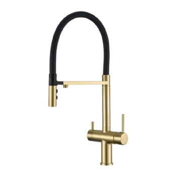 Brass Dual Handles 2-in-1 Water Filter Kitchen Sink Faucet