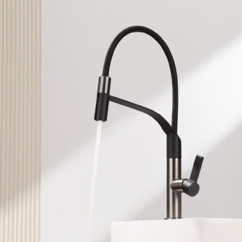 Brass Deck Mounted Single Hole Pull Down Kitchen Sink Mixer