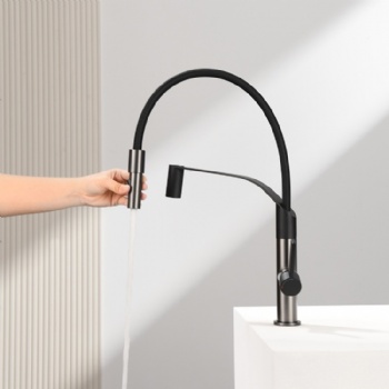 Brass Deck Mounted Single Hole Pull Down Kitchen Sink Mixer