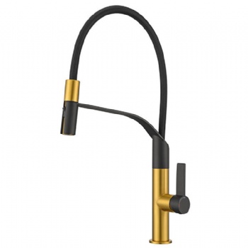 Brass Deck Mounted Single Hole Pull Down Kitchen Sink Mixer