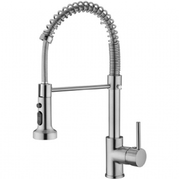 Black and Gold Commercial Style Pull Down Semi-Pro Spring Kitchen Faucet