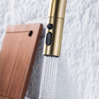 Luxury Digital Temperature Display Brass Pull Down Sprayer Kitchen Faucet