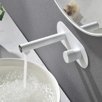White Digital Display Wall Mounted Tap Concealed Bathroom Basin faucet